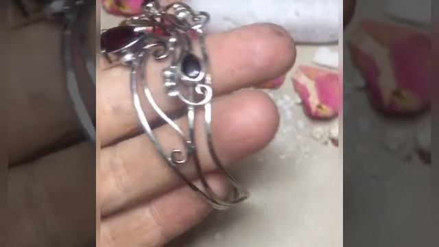 Браслет с гранатом craft wire wrap