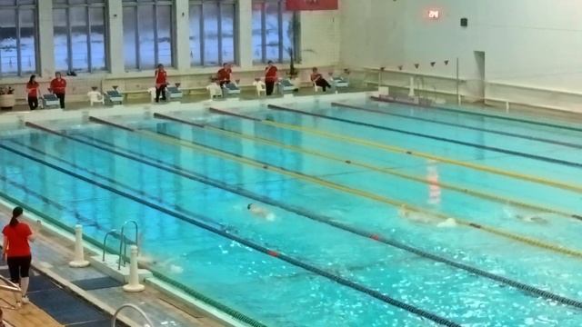 Первые соревнования по плаванию. Спина/50 метров