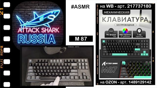 ATTACK SHARK M87 ASMR Typing Sound АСМР Тайпинг тест клавиатуры Keyboard RGB