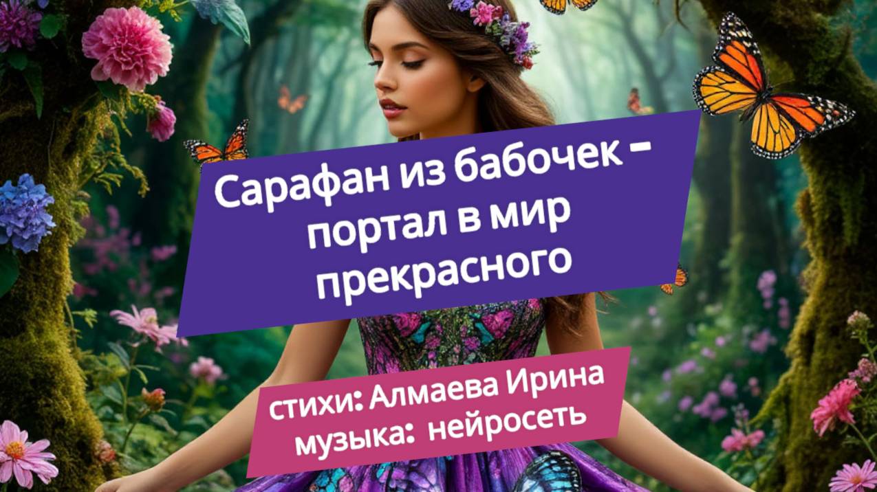 Сарафан из бабочек - портал в мир прекрасного. Алмаева Ирина (слова, монтаж), Нейросеть  (музыка)