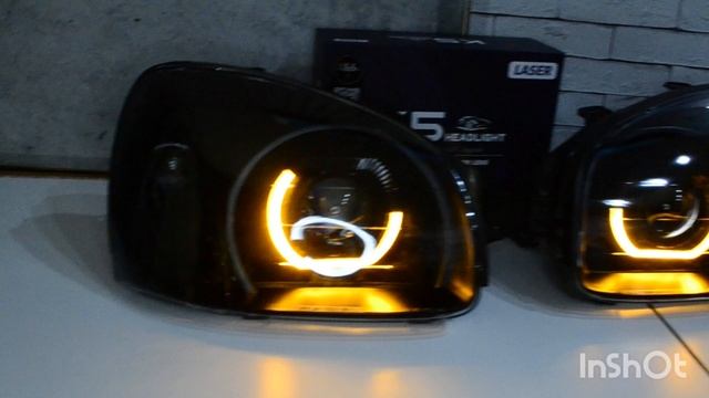 фары Hyundai bi led ангельские глазки BMW