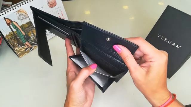 ПОРТМОНЕ МУЖСКОЕ TERGAN 1465 КОЖАНОЕ С МОНЕТНИЦЕЙ НА КНОПКЕ LACIVERT FLOATER