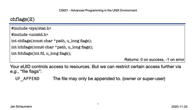 UNIX24-13-2 Advanced Programming in the UNIX Environment- Week 13, Segment 2 - chflags, mount -o