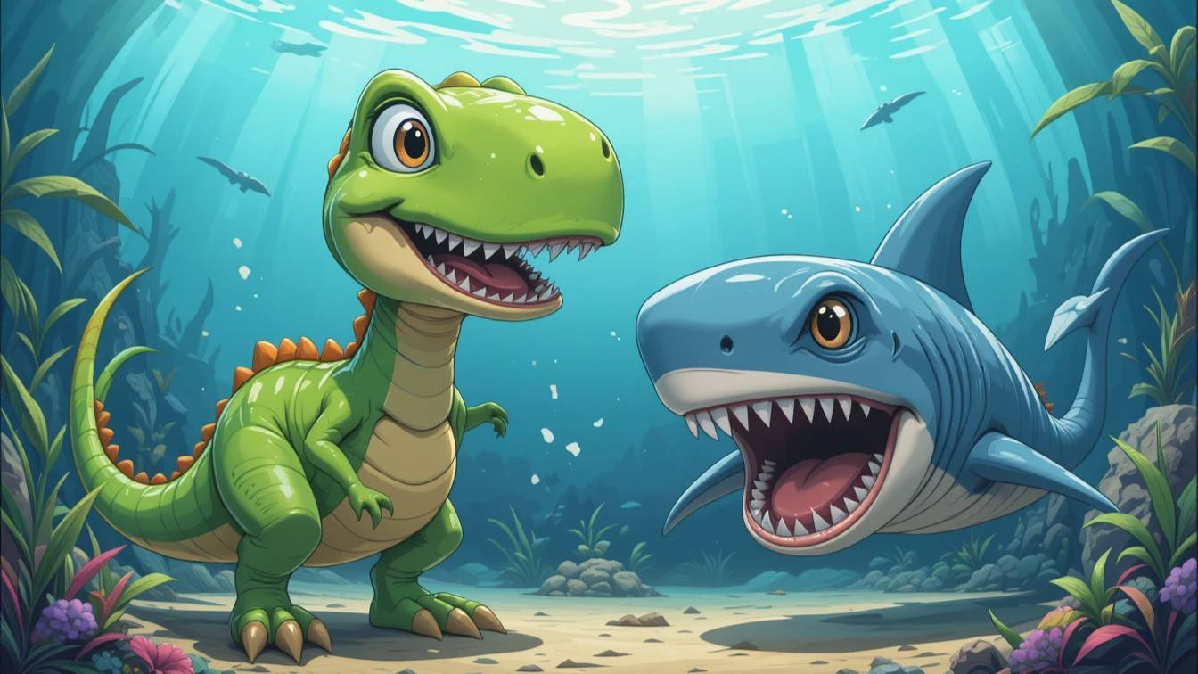 Детские песенки. Песенка про динозавра и акулу