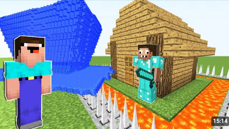 ЦУНАМИ НУБА ПРОТИВ ЗАЩИЩЕННЫЙ ДОМ ПРО В МАЙНКРАФТ ! НУБИК ПРОТИВ ПРО И ТРОЛЛИНГ MINECRAFT