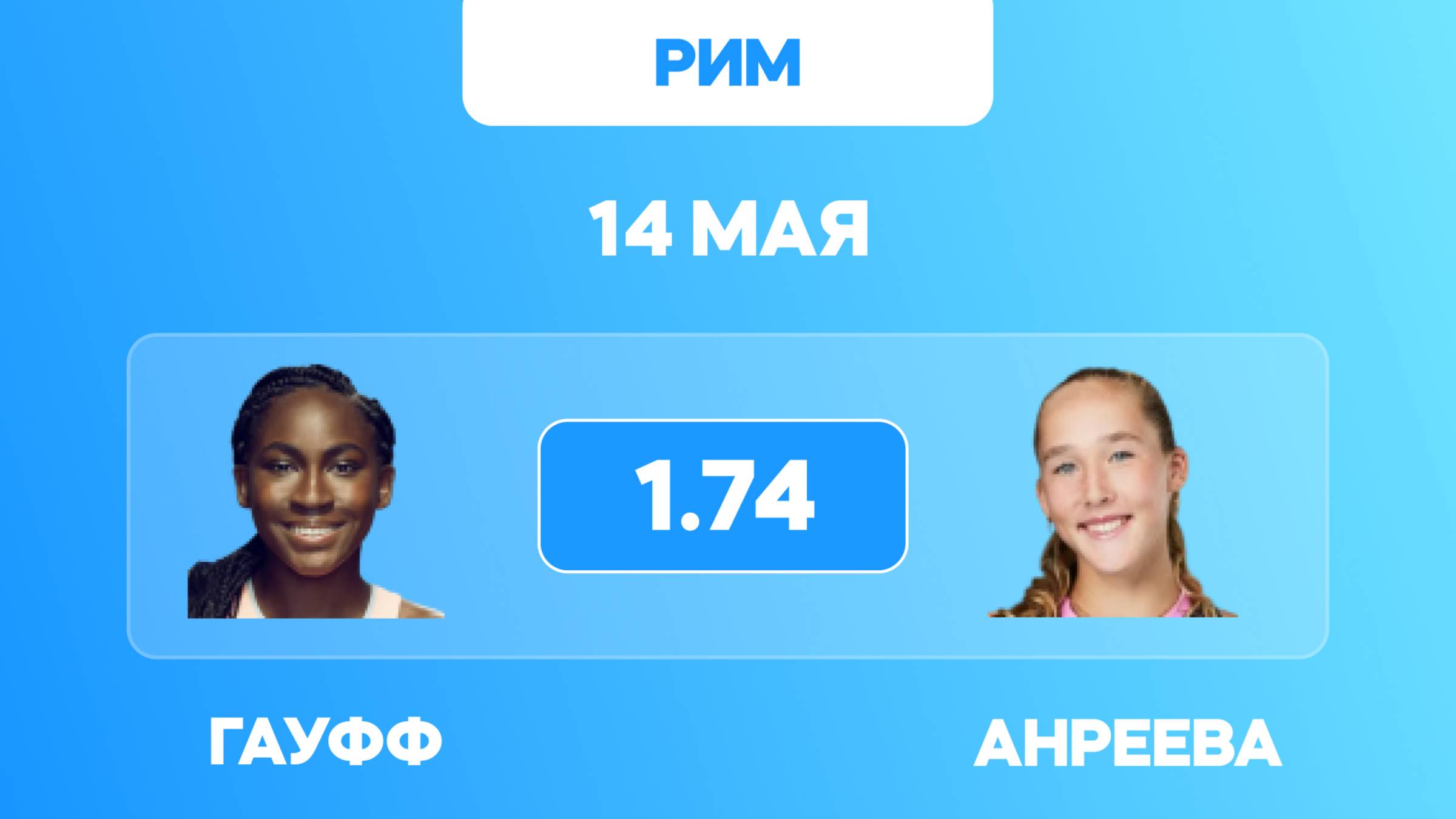 Гауфф - Андреева прогноз / прогнозы на теннис 14 мая / Рим