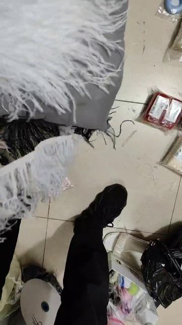 Тесьма из перьев страуса на ленте 15-18 см, 1 м, Белый цвет