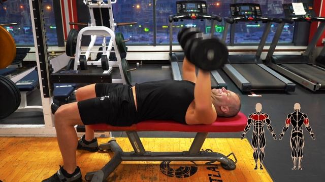 Жим гантелей лежа на скамье   #жимгантелей #гантели #жи?
