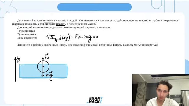 Деревянный шарик плавает в стакане с водой. Как изменятся сила тяжести, действующая на - №23357