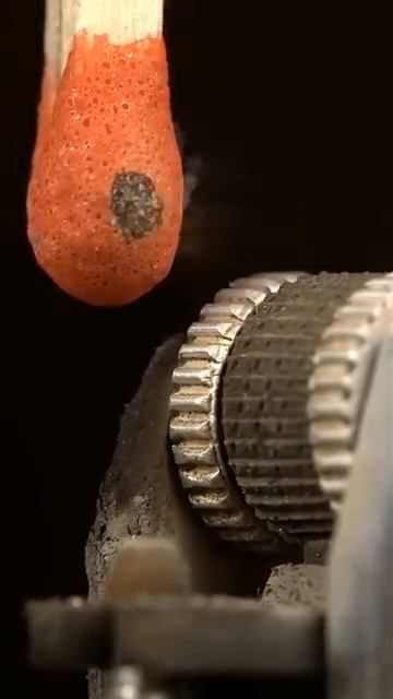 How lighter works to burn a match in slow motion #closeup #satisfying #macro
