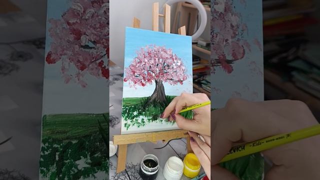 Рисую Сакуру Гуашью 🌸полный ролик🌸
