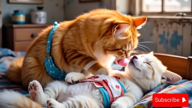 Kitten Rescues Injured Baby Fox, Brings Him Home & Cooks Fish For Him & Mama Cat Sicks 🐾🦊🐟