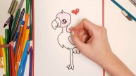 Как нарисовать фламинго кавайный Легкий рисунок