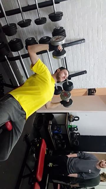 жим гантелей на наклонной скамье