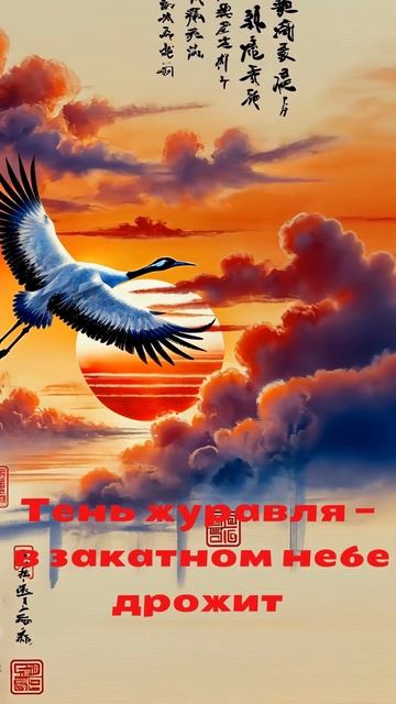 Тень журавля — в закатном небе дрожит память о лете
