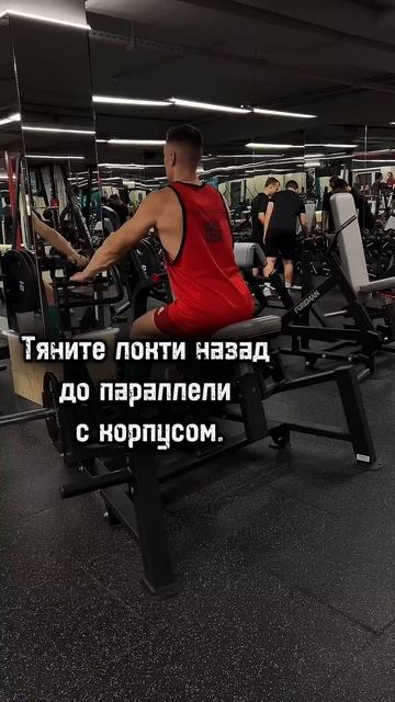 Горизонтальная тяга с акцентом на заднюю дельту #гори?
