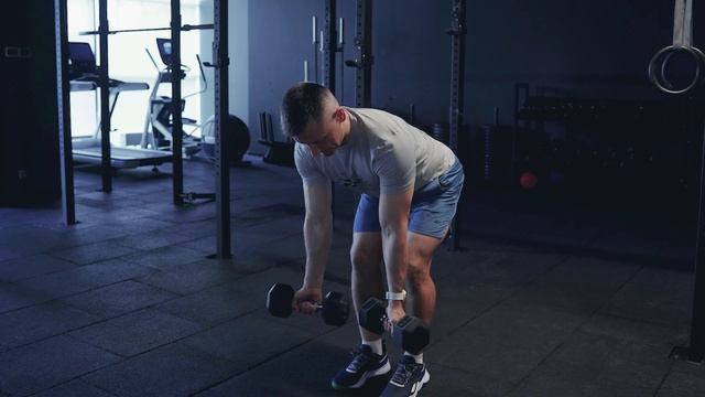 Тяга двух гантелей в наклоне супинированным хватом с ?