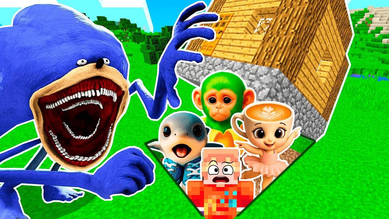 ВОВАН И БЕЙБИ БРЕЙНРОТ ЖИВОТНЫЕ СПРЯТАЛИСЬ ПОД ДОМОМ от СОНИКА ТЕЙПС ПОЖИРАТЕЛЯ В МАЙНКРАФТ