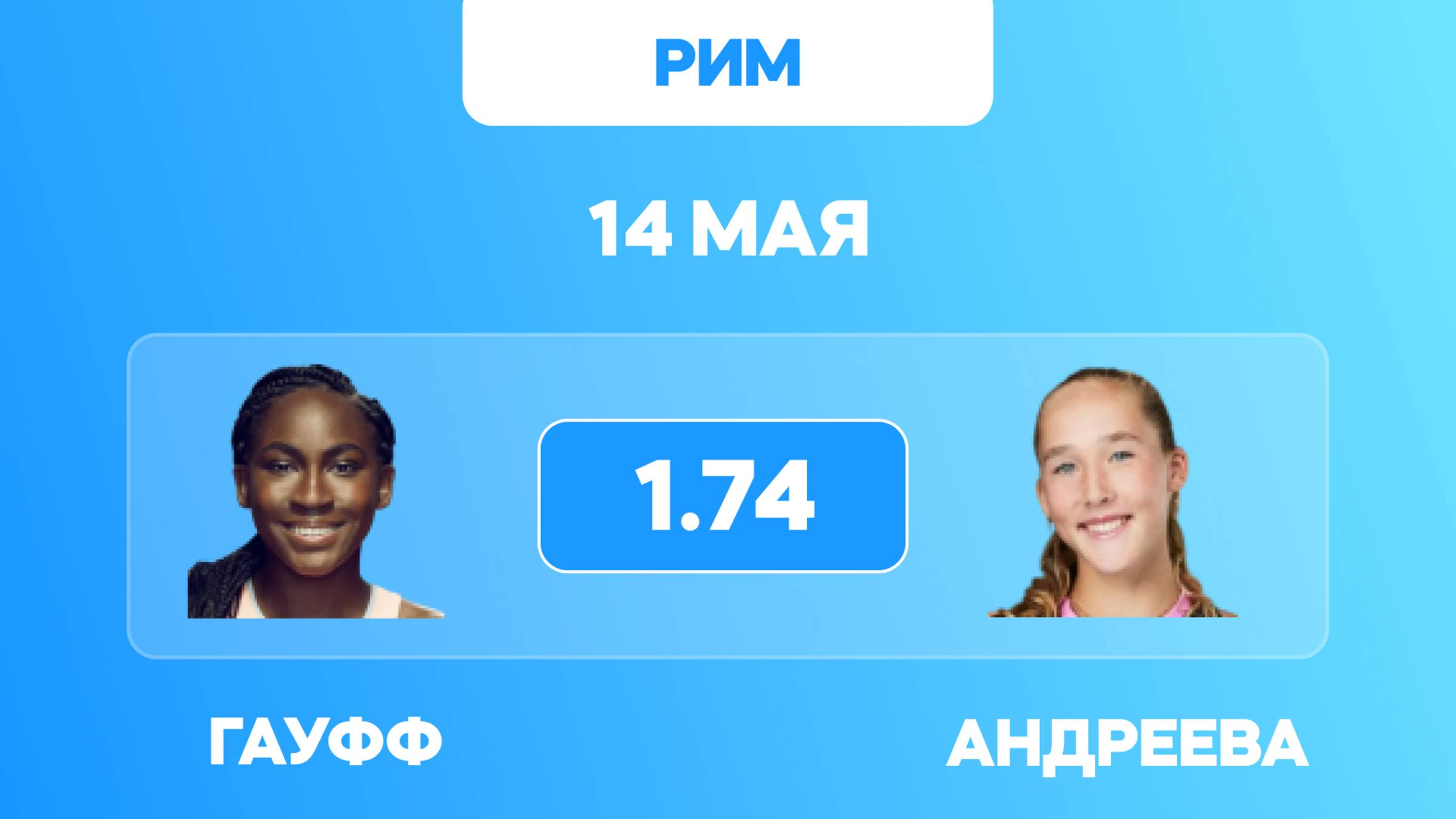 Гауфф - Андреева прогноз / прогнозы на теннис 14 мая / Рим