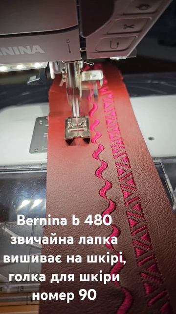 Bernina b 480 вишиває звичайною лапкою на шкірі