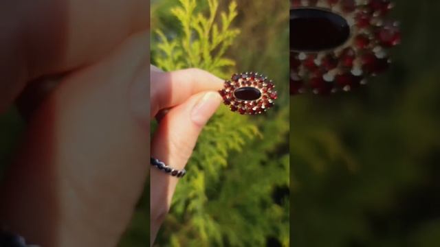 Винтажный золотой кулон с природными гранатами на цеп