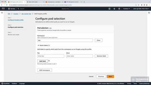 11.4 Create Fargate Profile for EKS Cluster