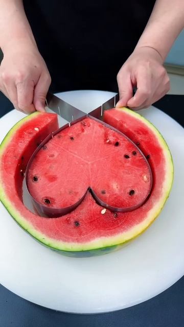 The process of making a heart shape from watermelon #shorts