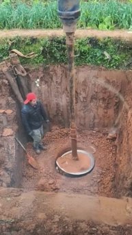 The process of drilling holes for building foundation pillars #shorts