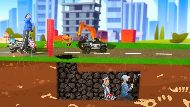 Дети играют и учатся с настоящими бетономешалками, экскаваторами и игрушками
