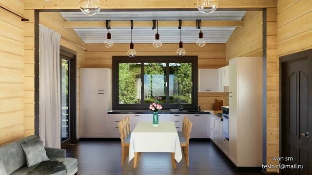Дом из клеёного бруса. 3 спальни, 155м2 с террасой и крыль