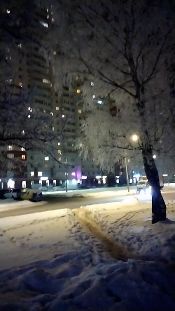 Высотка на улице Караваевской зимним вечером, Петербург. 7 декабря 2023.