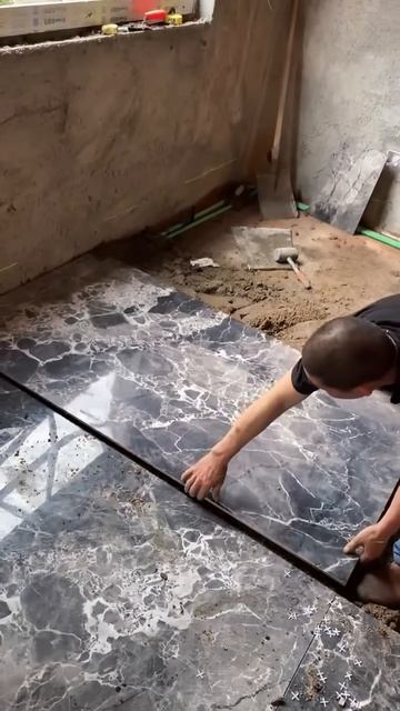 Patterned floor tile installation process #shorts