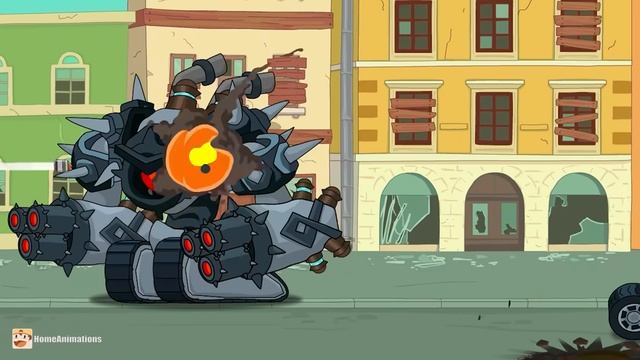 HomeAnimations – Мультики про танки  Осада Европы： РАЗОРИТЕЛЬ, СОКРУШИТЕЛЬ и ГИБРИД держат оборону !