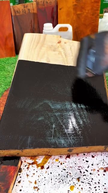 The process of painting wood black #shorts