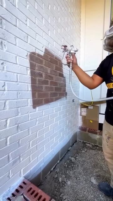 The process of painting walls using a compressor #shorts
