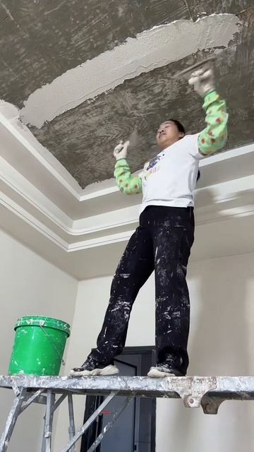 White cement coating process for home ceilings #shorts
