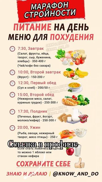 19  Продукты питание на каждый день меню для похудения ?