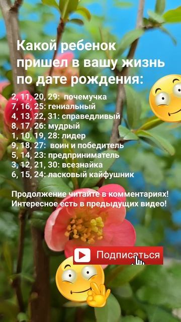 Какой ребенок пришел в вашу жизнь по дате рождения? / Э?