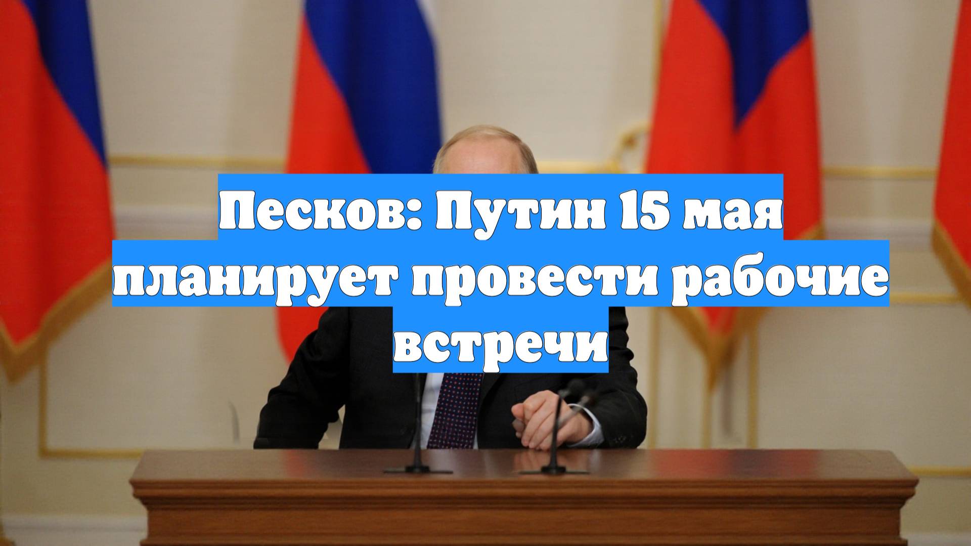 Песков: Путин 15 мая планирует провести рабочие встречи