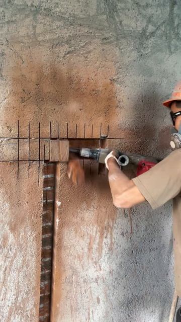 The process of making cable paths in the wall #shorts