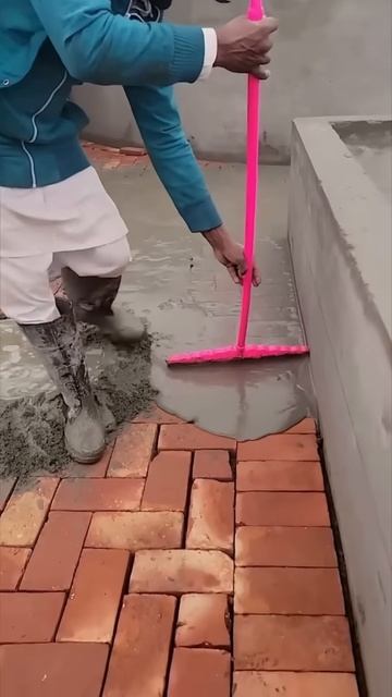 This is the process of making a floor from bricks #shorts