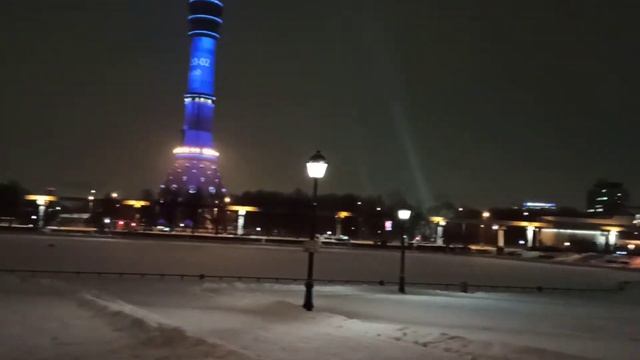 Обзор из Останкино, Останкинская Телебашня с подсветк