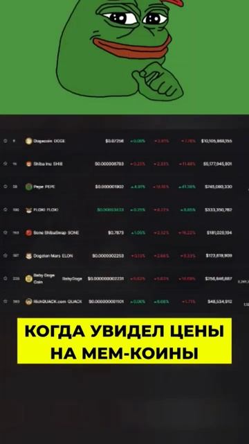 🔥 КОГДА УВИДЕЛ ЦЕНЫ НА МЕМ-КОИНЫ !!! #крипта #мем #коин