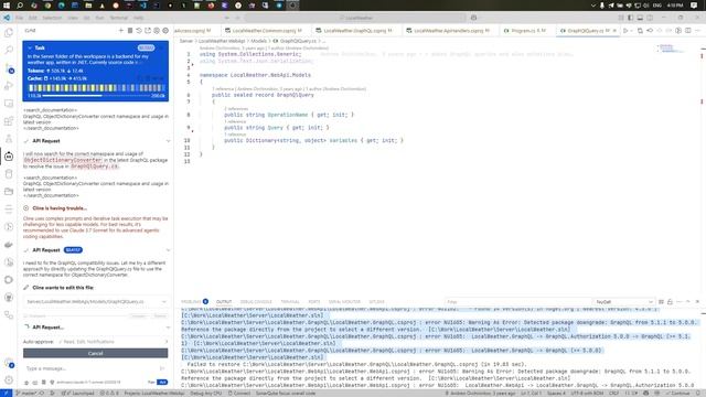 Работа агента CLine в VS Code
