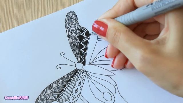 DIY: Мой SketchBOOK РИСУЮ Дудлинг БАБОЧКА  Doodling Оформление ЛД, скетчбука