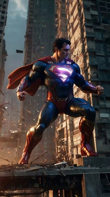 Iron Man stands opposite Superman  #marvel #avengers