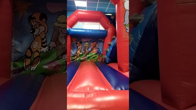 В развлекательном центре с детьми.