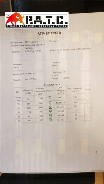 Ремонт форсунок Embr00301d
