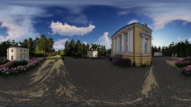Виртуальная реконструкция подмосковной усадьбы Петровское-Алабино. Западный фасад Большого дома.