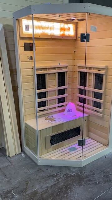 Одноместная угловая инфракрасная сауна "Luxury" из кедра